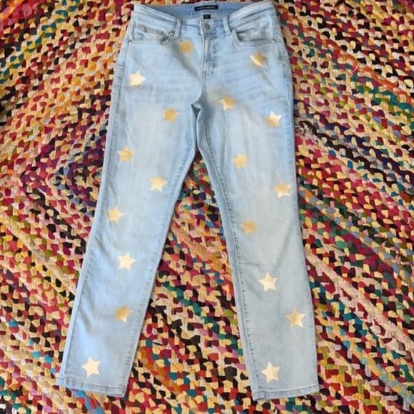 New Boston Proper S 27  Stars and Stripes Slim Ankle Jeans lightwash Blue - Picture 2 of 3